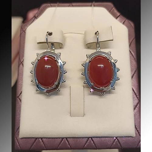 Серьги из серебра с сердоликом