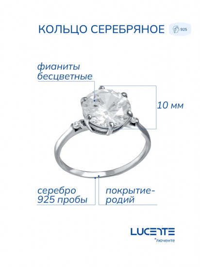 Кольцо из серебра с фианитами