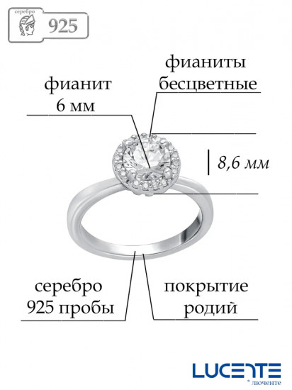Кольцо из серебра с фианитами
