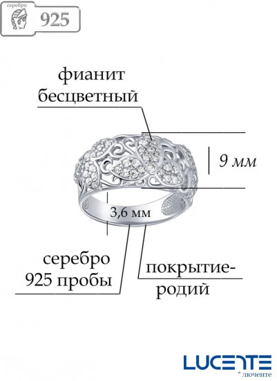 Кольцо из серебра с фианитами