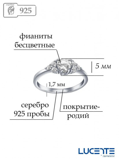 Кольцо из серебра с фианитами