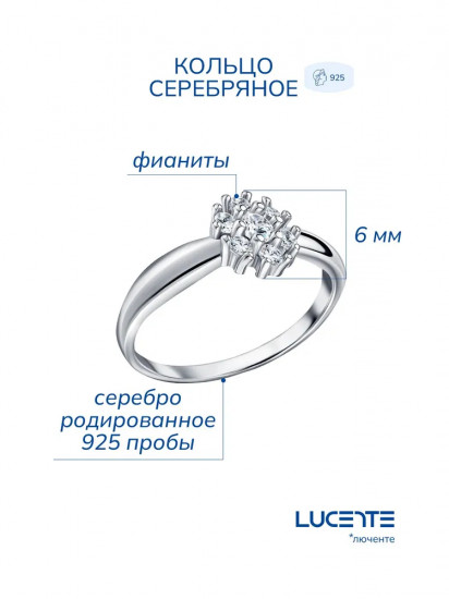 Кольцо из серебра с фианитами