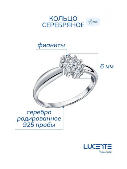 Кольцо из серебра с фианитами