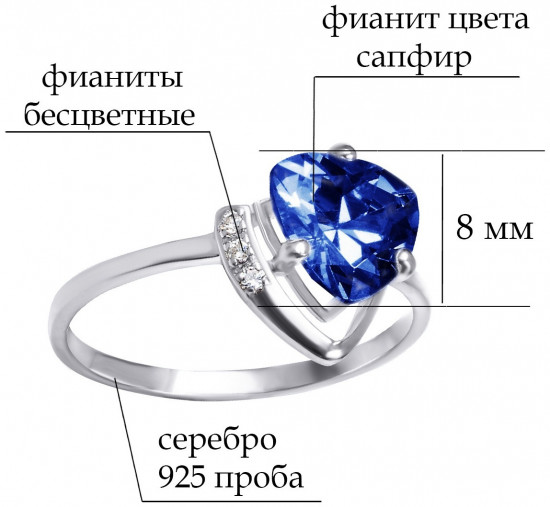 Кольцо из серебра с фианитами