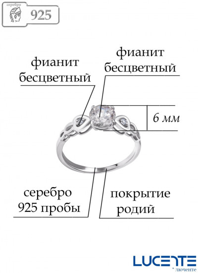 Кольцо из серебра с фианитами