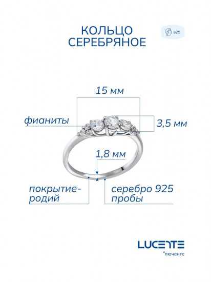 Кольцо из серебра с фианитами