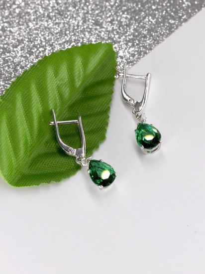 Серьги из серебра с фианитами