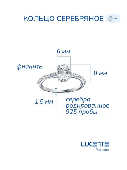 Кольцо из серебра с фианитами