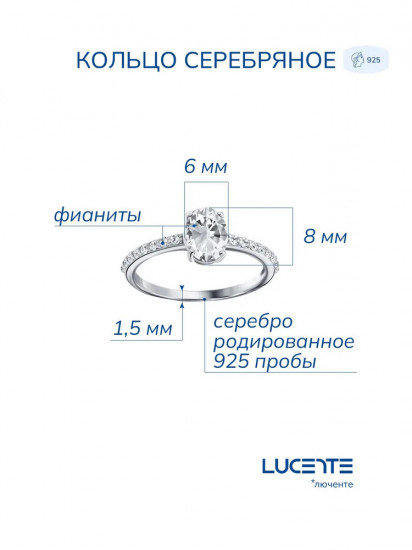Кольцо из серебра с фианитами