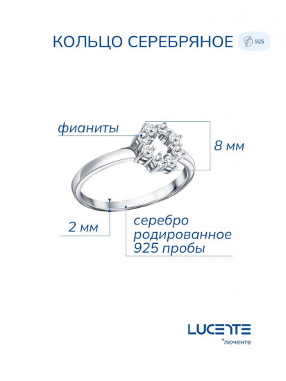 Кольцо из серебра с фианитами