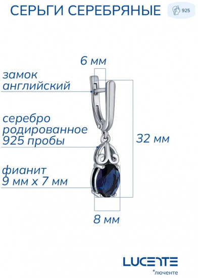 Серьги из серебра с фианитами