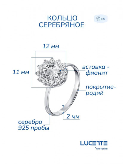 Кольцо из серебра с фианитами