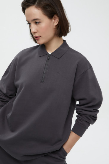 Толстовка женская из хлопка с отложным воротником