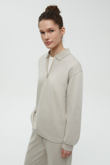 Толстовка женская из хлопка с отложным воротником