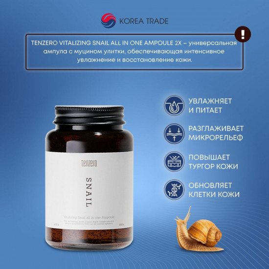 Сыворотка ампульная для лица с муцином улитки «Snail All In One 2X»
