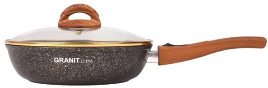 Сковорода с крышкой и съемной ручкой «Granit ultra»