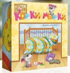 Комплект постельного белья для детской кроватки "Малыши" (бязь, 1 наволочка 40х60) - Фото 1