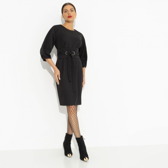 Платье женское с поясом Интересный подход (черный)