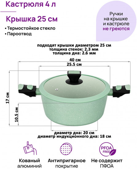 Кастрюля c крышкой «Fierra»