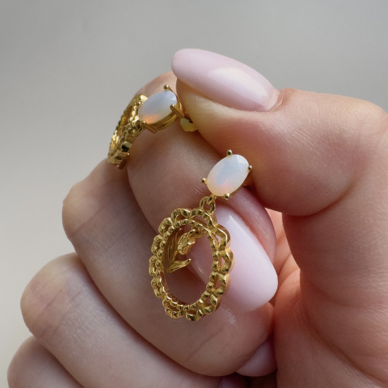 Серьги для женщин с тюльпаном и искусственным камнем