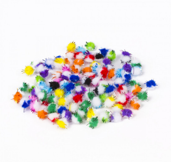 Помпоны для творчества многоцветные блестящие