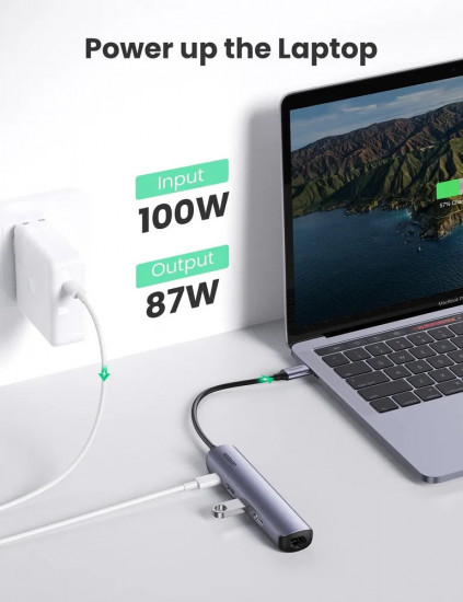 Конвертер Ugreen USB 3.1(m) Type C на HDMI/LAN/USB 3.0 HUB CM418