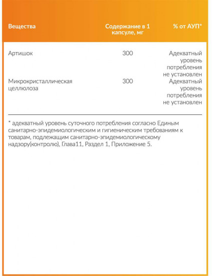 Капсулы «Микрокристаллическая целлюлоза + артишок»