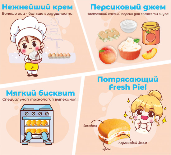Набор пирожных бисквитных Fresh Pie «Персик»