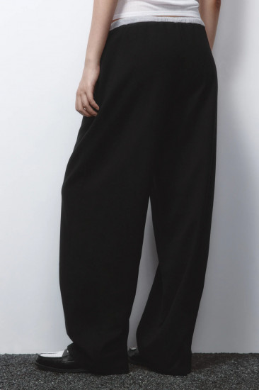 Брюки женские с контрастным поясом на завязках