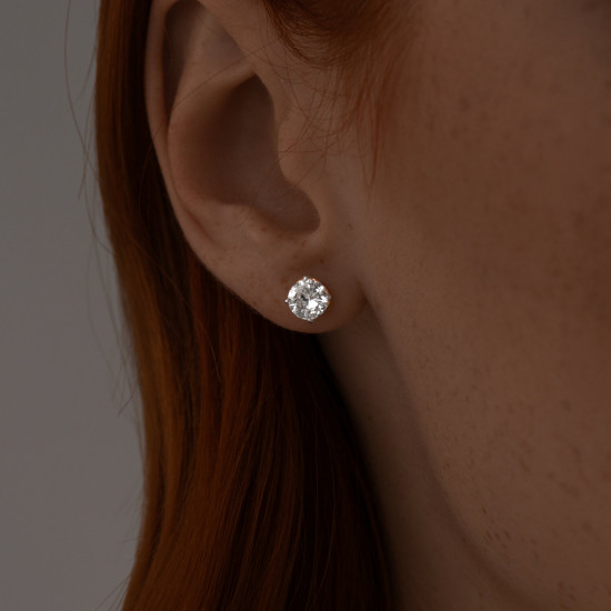 Серьги из золоченого серебра с фианитами