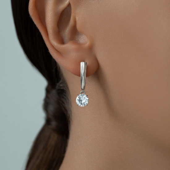 Серьги из серебра с фианитами