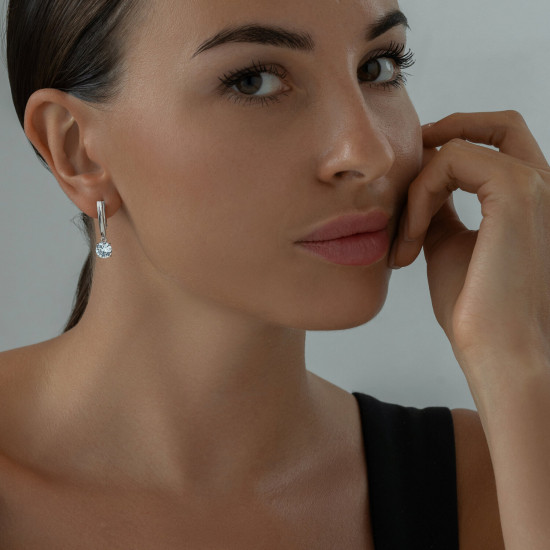 Серьги из серебра с фианитами