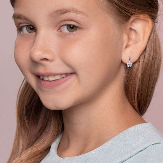 Серьги из серебра с фианитами