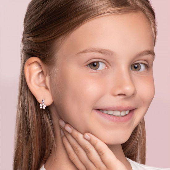 Серьги из серебра с эмалью и фианитами
