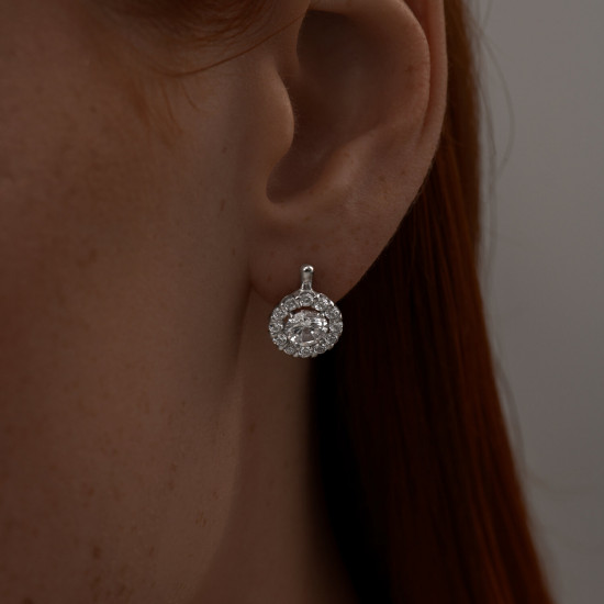 Серьги из серебра с фианитами