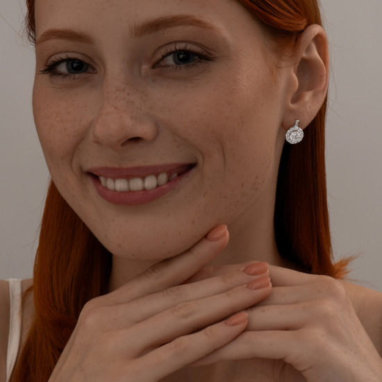 Серьги из серебра с фианитами