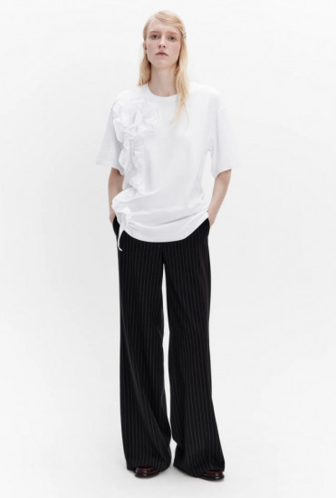 Брюки широкие костюмные в полоску