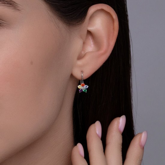 Серьги из серебра с фианитами