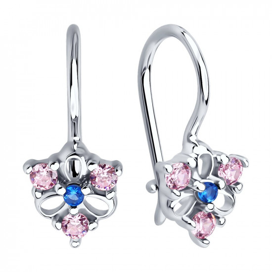 Серьги из серебра с фианитами