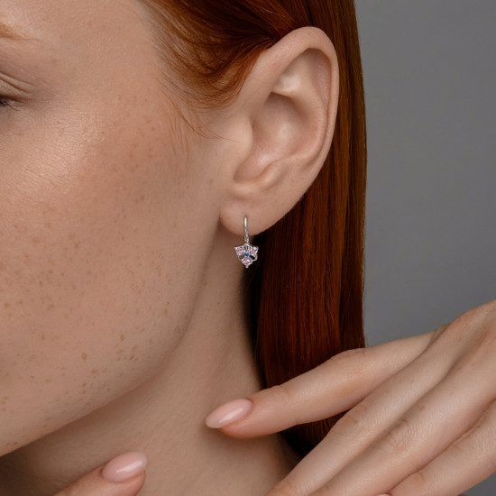 Серьги из серебра с фианитами