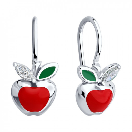 Серьги из серебра с фианитами и эмалью