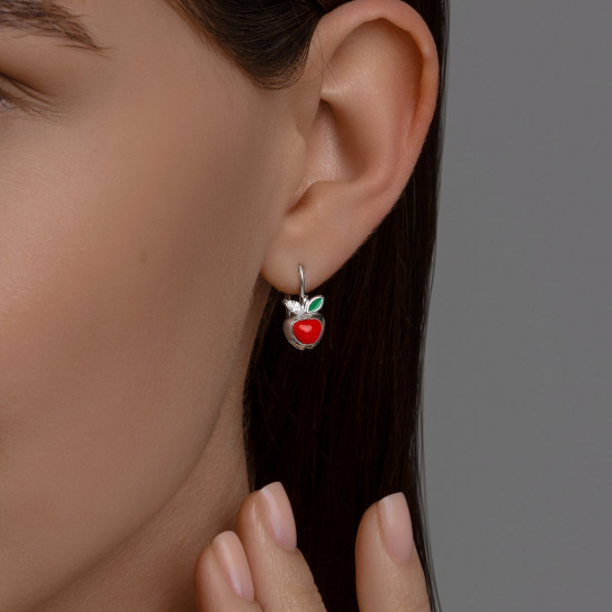 Серьги из серебра с фианитами и эмалью