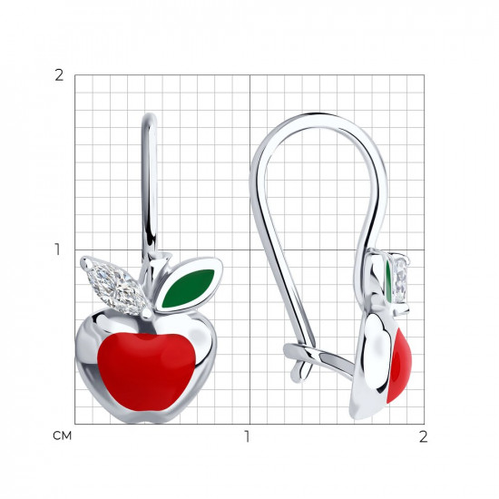 Серьги из серебра с фианитами и эмалью
