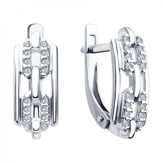 Серьги из серебра с фианитами