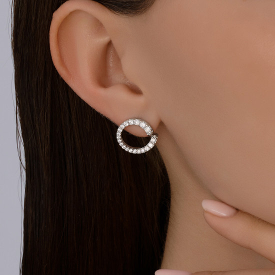 Серьги из серебра с фианитами