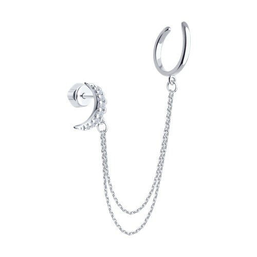 Серьга из серебра с фианитами