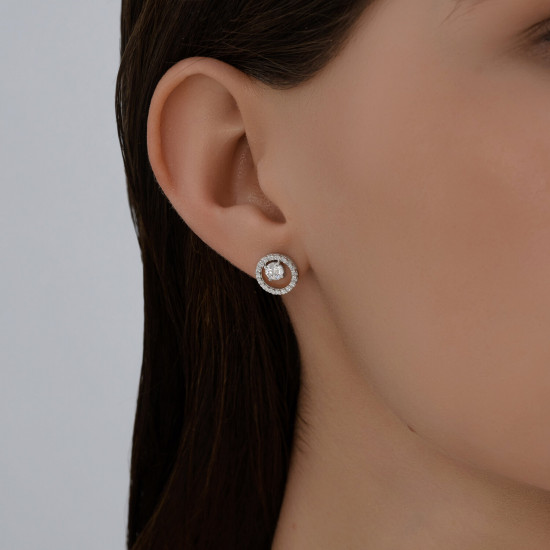 Серьги из серебра с фианитами
