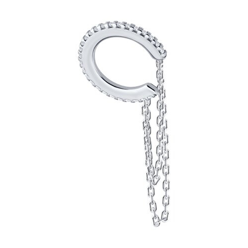 Серьга из серебра с фианитами