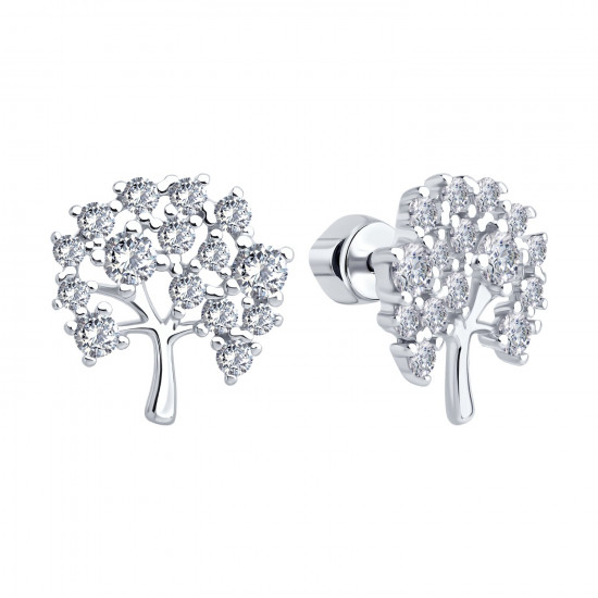 Серьги из серебра с фианитами