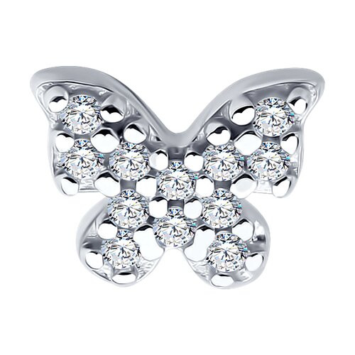 Серьга из серебра с фианитами